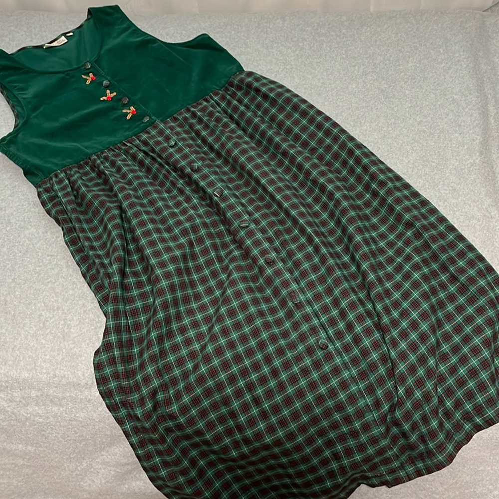 Vintage Midi Dress Size 12 Christmas Plaid Cottagecore Modest Corduroy Cabin